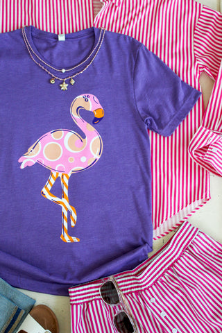 Flamingo Festival Graphic Tee • Heather Purple