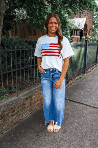 Freedom Flag Patchwork Top • White