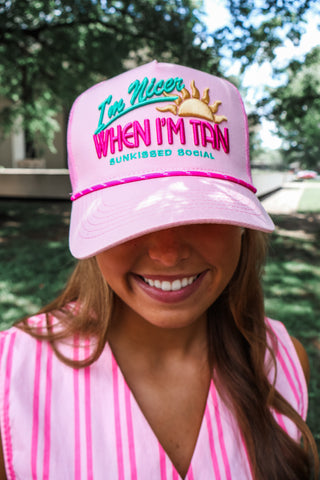 I’m Nicer When I’m Tan Trucker Hat • Pink