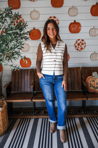 Chic Composure Striped Vest • Cream