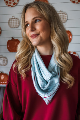 Dainty Dots Silk Scarf • Robin/Burgundy