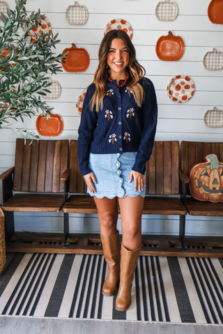 Briar Blooms Cable Cardigan • Navy