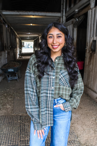 Plaid & Festive Flannel Shirt • Olive - FINAL SALE