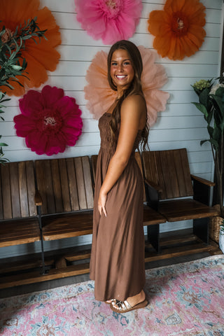 Forever Summer Smocked Midi • Dark Brown