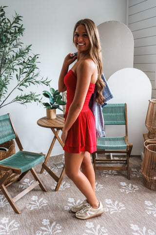 Ready Set Go Romper • Red