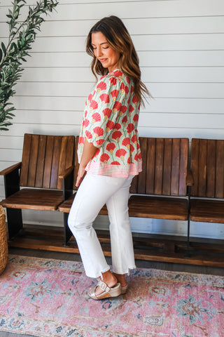Garden Oasis Peplum Top • Pink Stripe - FINAL SALE