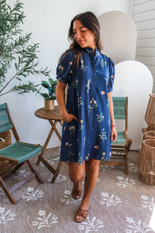 Secret Garden Shirtdress • Navy Floral