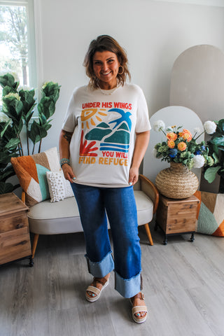 Under His Wings You Will Find Refuge Graphic Tee • Cream