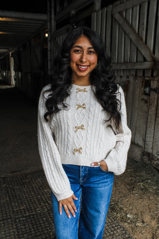 Sweet Sentiments Bow Sweater • Oatmeal