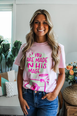 You Are Made In His Image Graphic Tee • Pink
