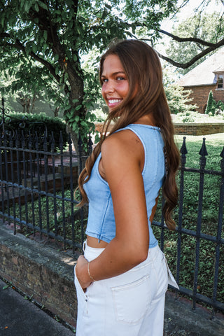 Deep Dive Asymmetrical Top • Light Denim