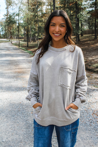 Double The Fun Pocket Pullover • Light Taupe