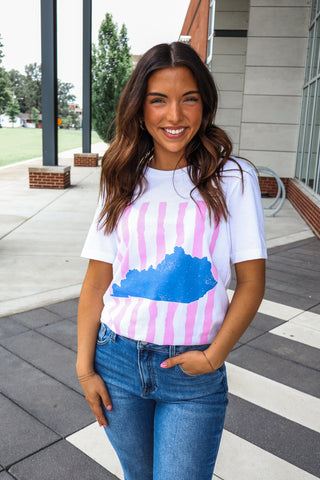 Sweet & Striped Kentucky Graphic Tee • White