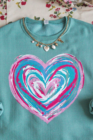 Lovestruck Season Graphic Sweatshirt • Seafoam