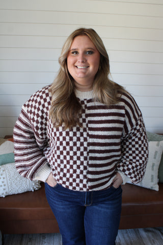 Main Character Checker Stripe • Chocolate - PLUS - FINAL SALE