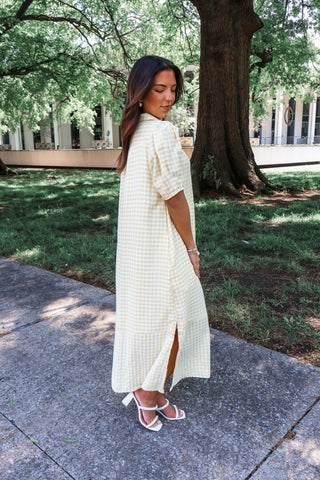 Sunny Steps Gingham Dress • Yellow