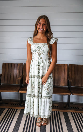 Countryside Charm Floral Midi • Olive