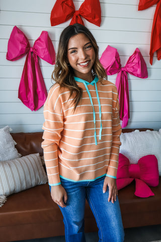 Secret Crush Striped Hoodie • Orange
