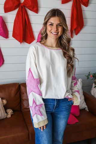 Dare To Dream Star Patch Pullover • Cream