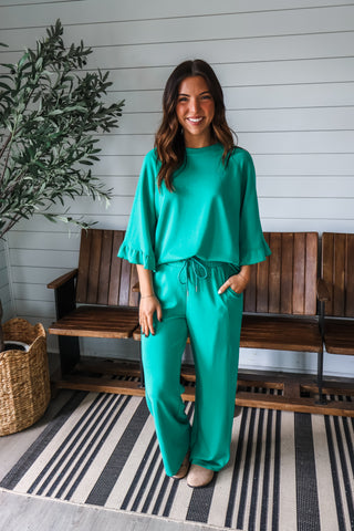 Ruffle Reset Pant Set • Green