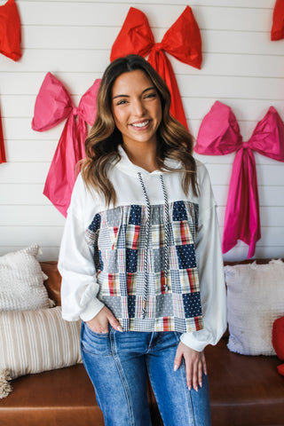 Poppy Patchwork Pullover • White