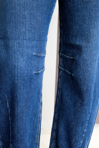 Rocelyn Pinstripe Barrel Jean • Dark Wash