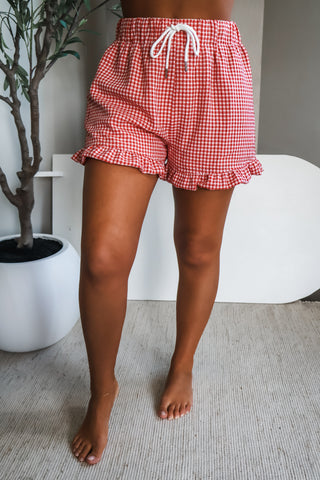 Sweet Summer Gingham Shorts • Red