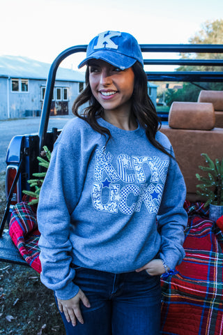 Fun & Festive Kentucky Graphic Sweatshirt • Heather Grey