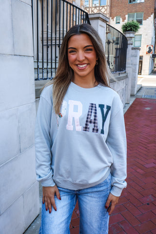 Pray Printed Patchwork Pullover • Frost Blue