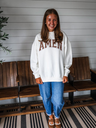 Amen Graphic Mock Neck Sweatshirt • Ivory