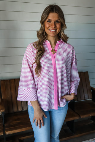 Pretty & Polished Gingham Top • Pink