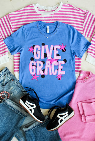 Give Grace Graphic Tee • Heather Blue