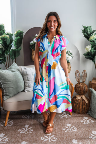 Spring Statement Pocket Dress • Blue Multi