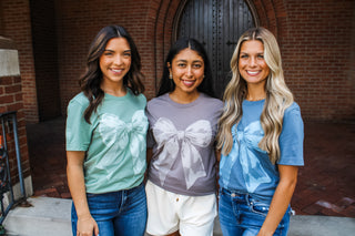 Top It With A Bow Graphic Tee • Taupe