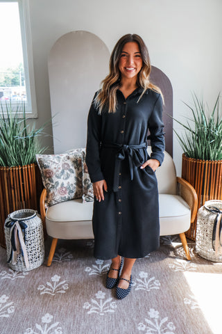 Fall Frenzy 12 • Black Quilted Shirtdress - FINAL SALE