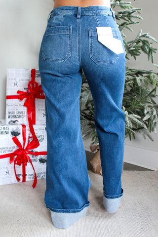 Lucy Cuffed Wide Leg • Medium Wash