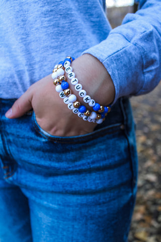Go Wildcats Letter Charm Bracelet • White/Blue