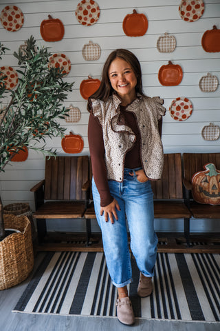 Darling Ruffles Reversible Vest • Mocha