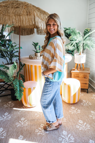 Mixed Media Stripes • Yellow/Mint