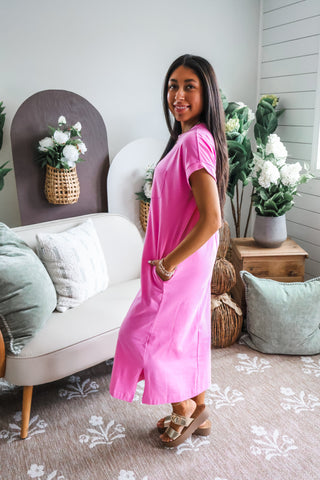 Out Of Pocket T-shirt Dress • Pink