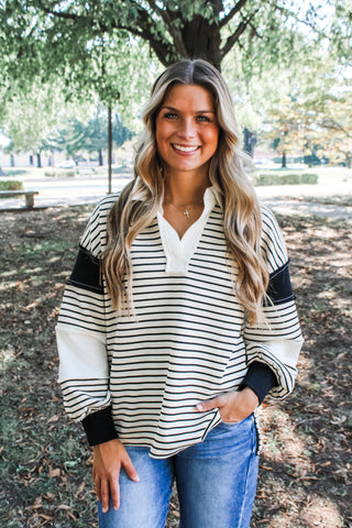 Ember Striped Pullover • Cream/Black - FINAL SALE