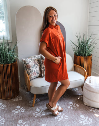 Double Up Pocket Dress • Burnt Orange