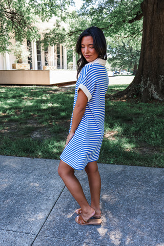 Heritage Stripes Polo Dress • Blue