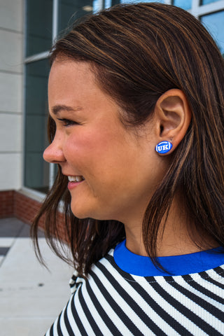 Go Big Blue Football Earrings