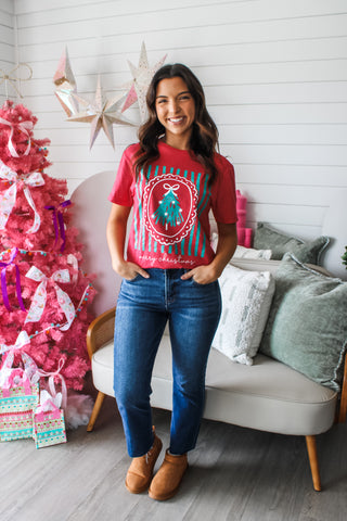 Merry Christmas Graphic Tee • Heather Red