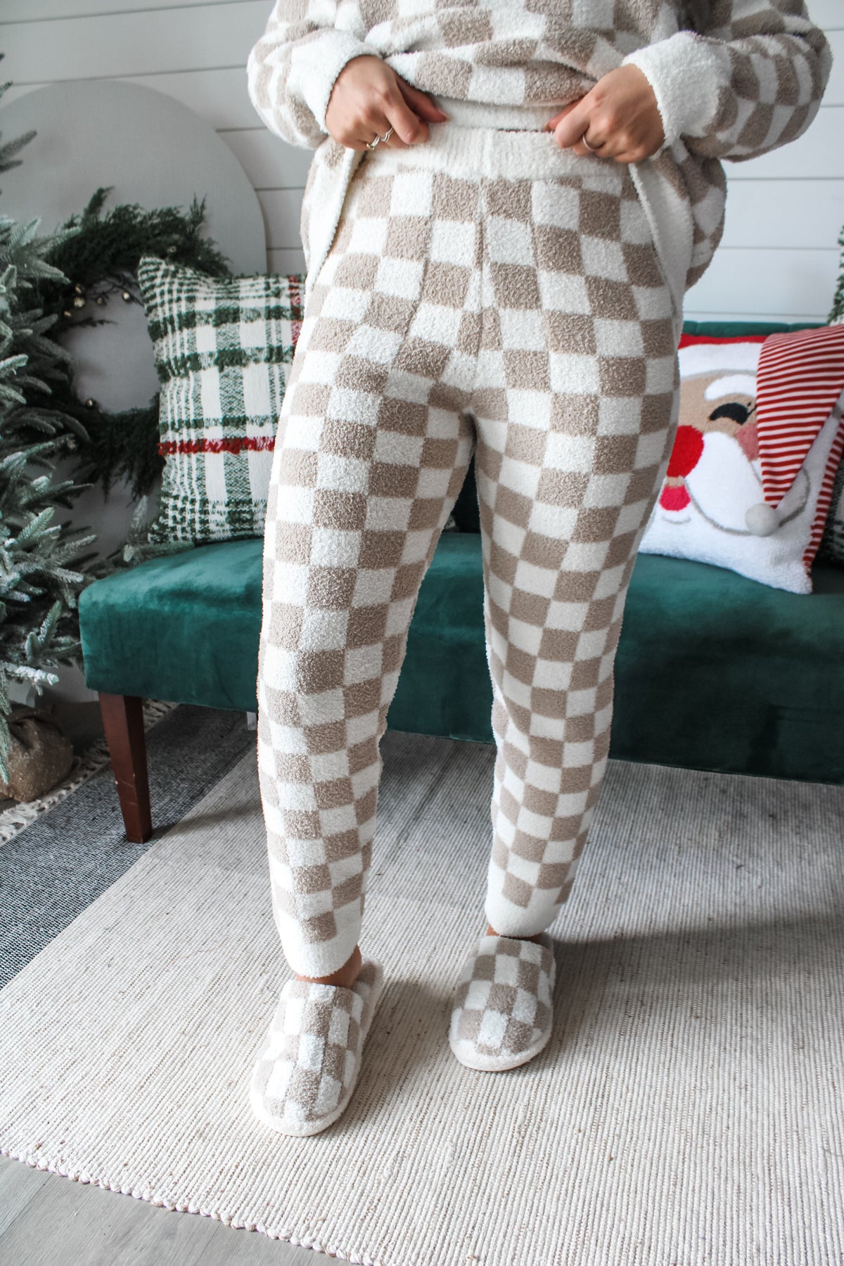 Snuggle Season Checkered Pants • Beige