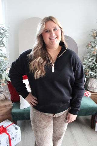 Hit The Slopes Half Zip • Black - PLUS