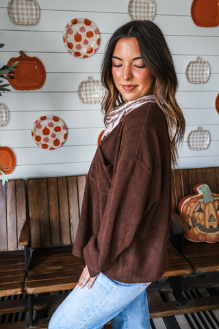Bonfire Bliss Pocket Top • Dark Brown