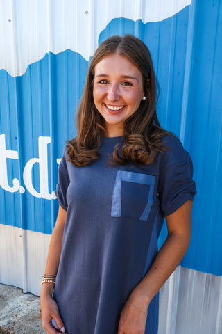 Out Of Pocket Colorblock Dress • Blue
