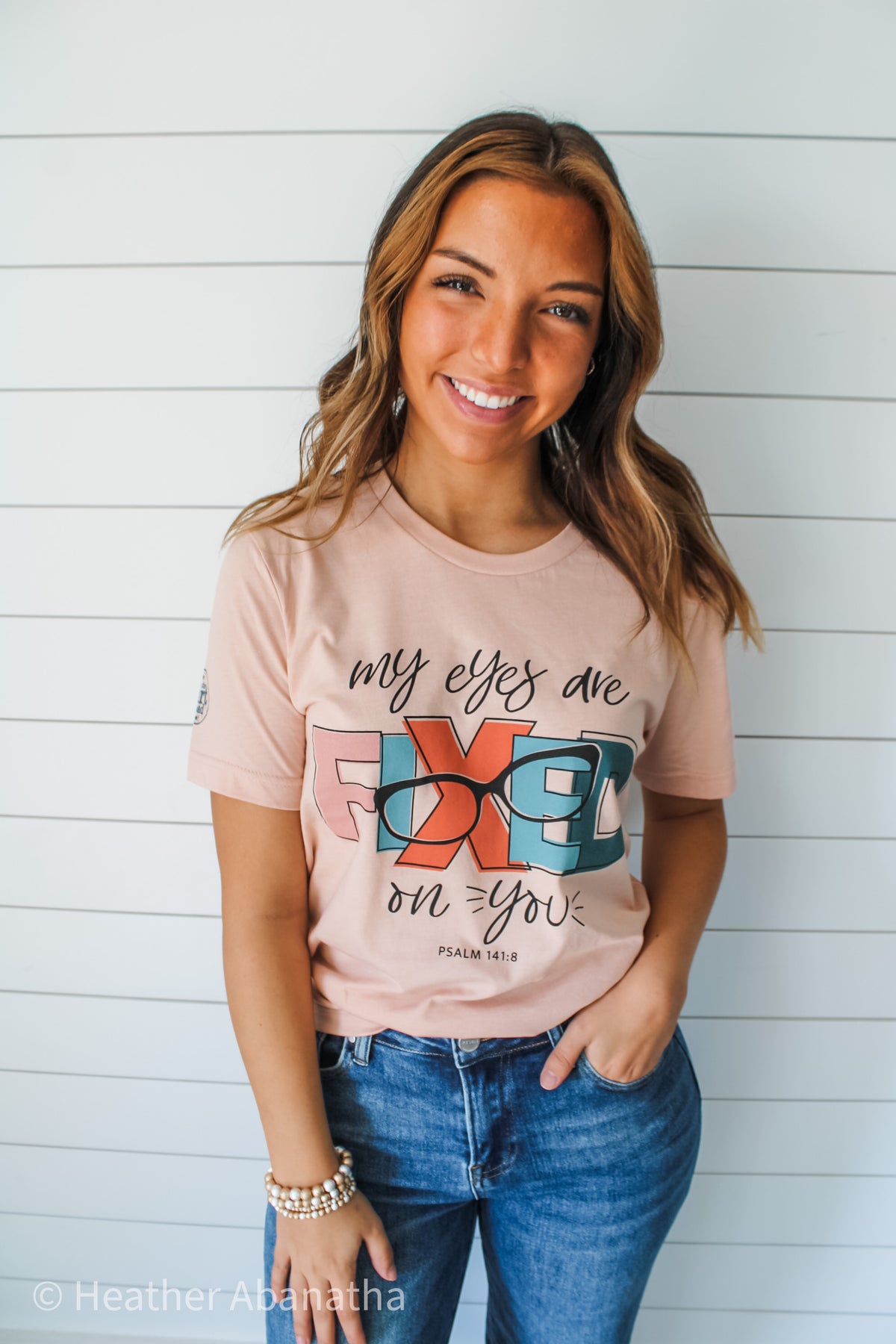 Eyes Fixed On You Graphic Tee • Light Peach - FINAL SALE